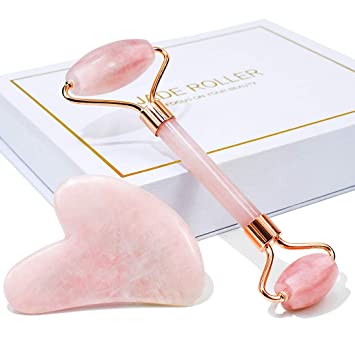 Photo 1 of Jade Roller & Gua Sha, Face Roller, Facial Beauty Roller Skin Care Tools, BAIMEI Rose Quartz Massager for Face, Eyes, Neck, Body Muscle Relaxing and Relieve Fine Lines and Wrinkles
