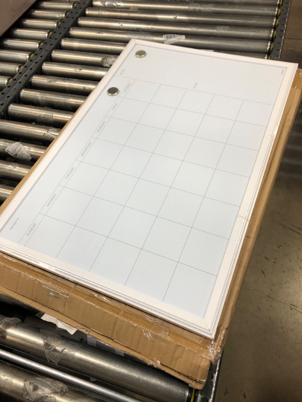 Photo 2 of U Brands Magnetic Dry Erase Calendar Whiteboard, 30" x 20", White Decor Frame (2075U00-01)--------minor crack due to shipping 