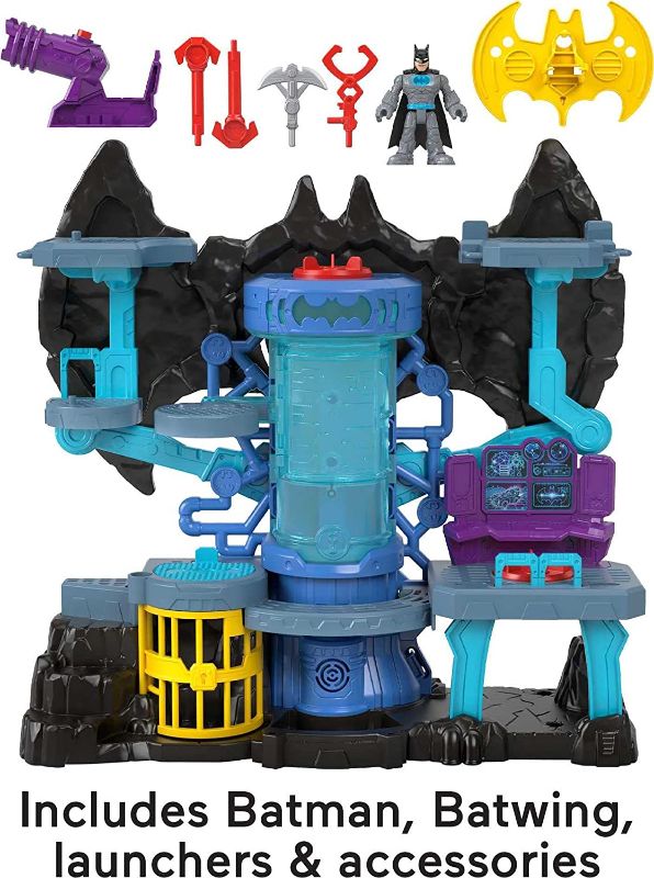 Photo 1 of ?Imaginext DC Super Friends Batman Figure and Bat-Tech Batcave Playset with Lights & Sounds for Preschool Pretend Play, 6??? Play Pieces?------missing toys 
