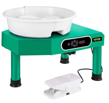 Photo 1 of 9.8 in. Green LCD Touch Screen Pottery Wheel 350 W Electric DIY Clay Tools with Foot Pedal and Detachable ABS Basin---------missing some parts 

