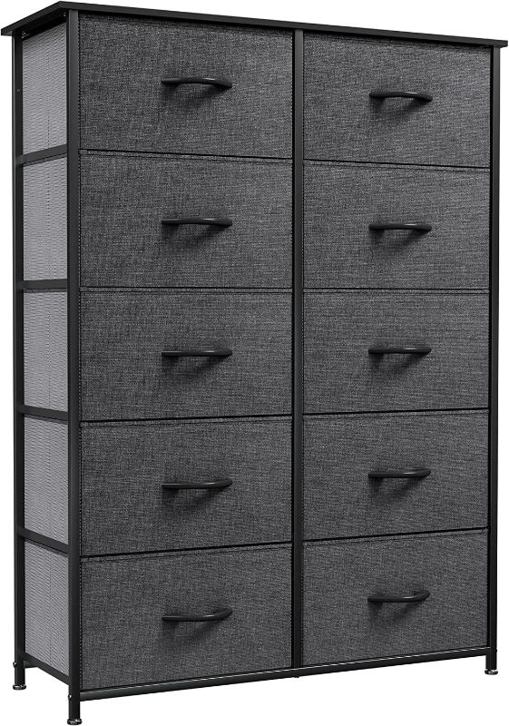 Photo 1 of YITAHOME 10 Drawer Dresser - Fabric Storage Tower, Organizer Unit for Bedroom, Living Room, Hallway, Closets & Nursery - Sturdy Steel Frame, Wooden Top & Easy Pull Fabric Bins (Charcoal)
