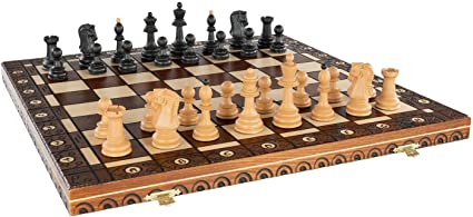 Photo 1 of Chess and games shop Muba Dubrovnik 6EF Handmade Wooden Chess Set 21 Inch Board with Standard Plastic Wood Imitation Chessmen- Storage Box to Store All The Piece
