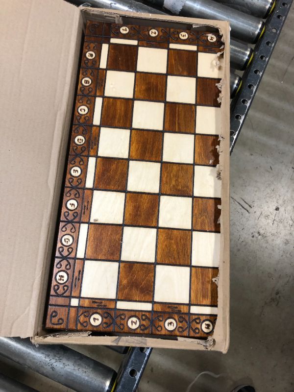 Photo 2 of Chess and games shop Muba Dubrovnik 6EF Handmade Wooden Chess Set 21 Inch Board with Standard Plastic Wood Imitation Chessmen- Storage Box to Store All The Piece
