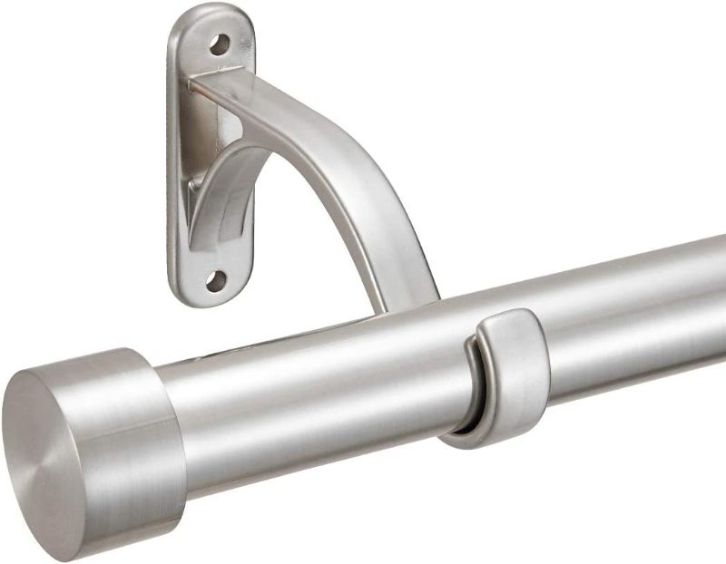 Photo 1 of 1-Inch Diameter Curtain Rod 28-48 Inches, Adjustable Rod Set with Premium Aluminum Brackets and Finials, Single Heavy-Duty Curtain Rods for Windows,Satin Nickel -- Missing hook and end piece
