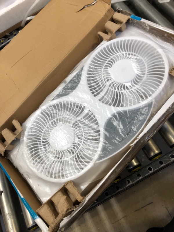 Photo 1 of 9 in. 3-Speed Expandable Reversible Twin Window Fan with Remote Control and Removable Cover and Bug Screen