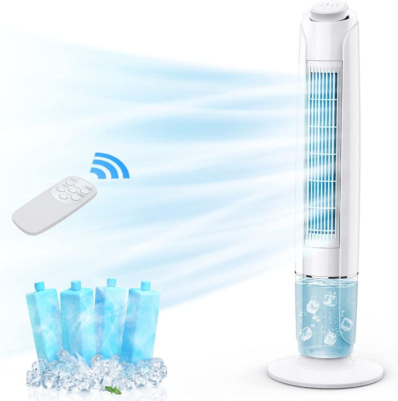 Photo 1 of BREEZEWELL 3-In-1 Evaporative Cooler w/Cooling & Sleep Mode, Air Conditioner Portable for Room, 20Ft Remote Control, 43IN Evaporative Air Cooler w/12H Timer & 4 Ice Packs, Air Conditioner Fan for Home
