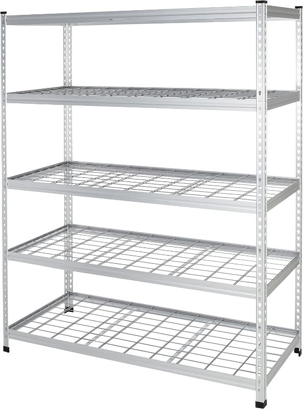 Photo 1 of 
Amazon Basics Medium Duty Storage Shelving Double Post Press Board Shelf, 48 x 18 x 72 Inch, Aluminum