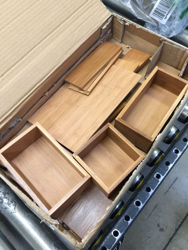 Photo 2 of Seville Classics 5-Piece Storage Drawer Organizer Boxes, Natural -- TWO BOXES BROKEN DOWN / MISSING / FOR PARTS