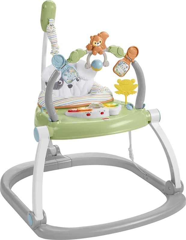 Photo 1 of ***NEW ITEM, Fisher-Price Jumperoo Baby Bouncer and Activity Center with Lights and Sounds, Sweet Snugapuppy SpaceSaver, BOX DAMAGE

