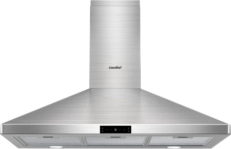 Photo 1 of ***NEW ITEM, Comfee CVP36W7AST 36 Inch 450 CFM 3 Speed Gesture Sensing &Touch Control Panel Stainless Steel Wall Mount Ductless/Ducted Convertible Vent Baffle Filters and 2 LED Lights Range Hood, BOX DAMAGE
