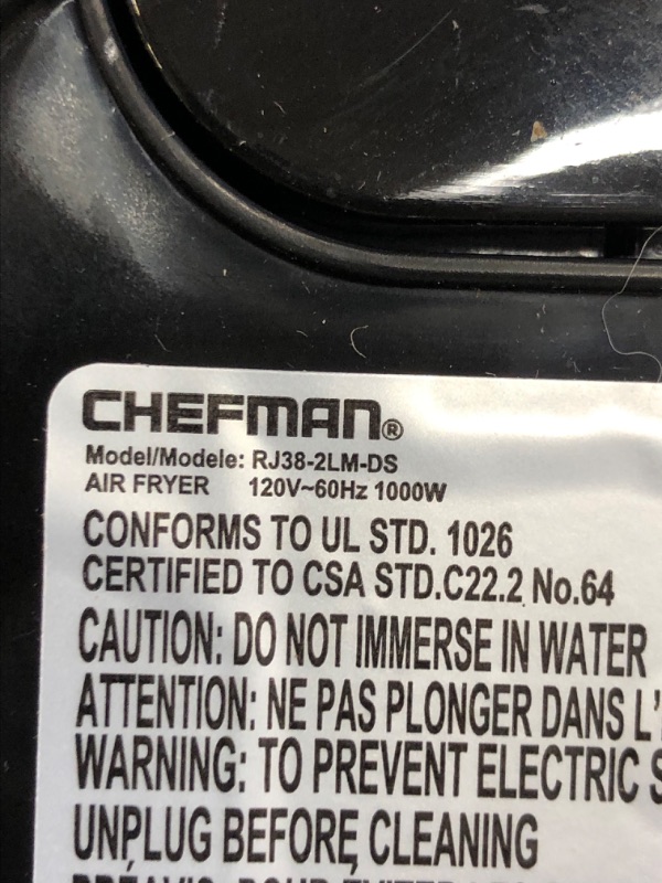 Photo 4 of CHEFMAN Small, Compact Air Fryer Healthy Cooking, 2 Qt, Nonstick, User Friendly and Adjustable Temperature Control w/ 60 Minute Timer & Auto Shutoff, Dishwasher Safe Basket, BPA - Free, Black
