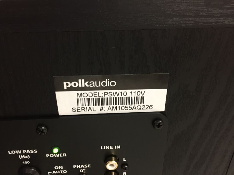 Photo 4 of Polk Audio PSW10 10-inch, 100W Powered Subwoofer, Black, UNABLE TO TEST SOUND QUALITY BUT TURNS ON. MINOR USE 