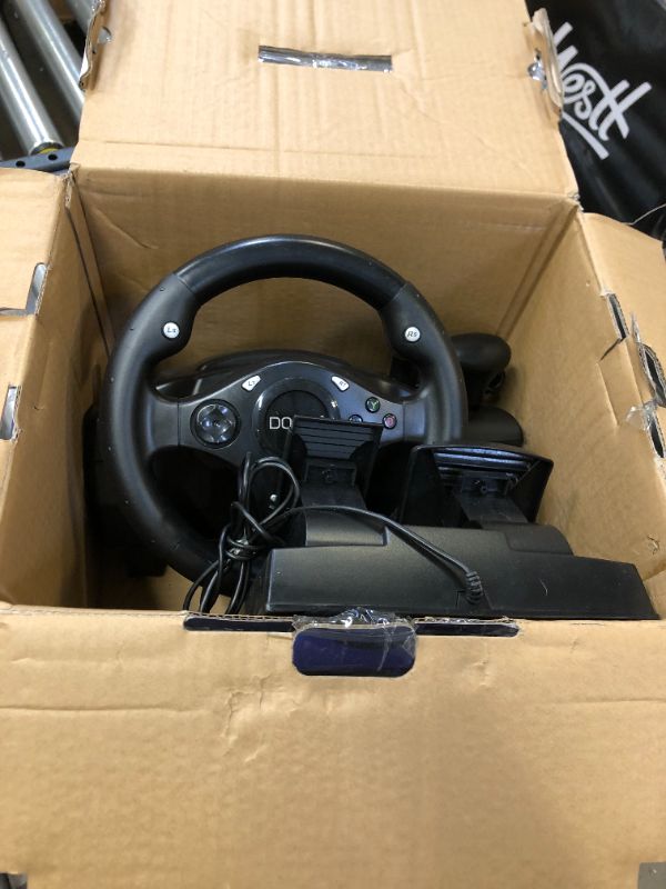 Photo 2 of Gaming Racing Wheel Xbox One Steering Wheels Driving Sim Car Simulator Volante PC Pedals and Paddle Shifters for PC, Xbox Series X S, Xbox360, PS4, PS3, Switch, Android TV
USED MAY HAVE MISSING PARTS POSSIBLE DAMAGE 