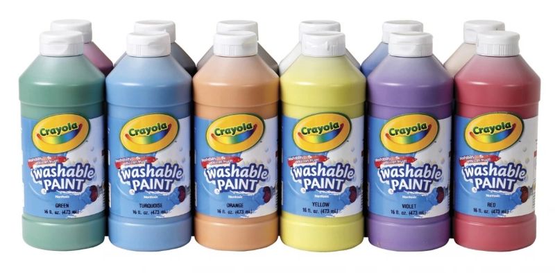 Photo 1 of Crayola Non-Toxic Washable Tempera Paint Set, 1 pt Squeeze Bottle, Assorted Brilliant Color, Set of 12
