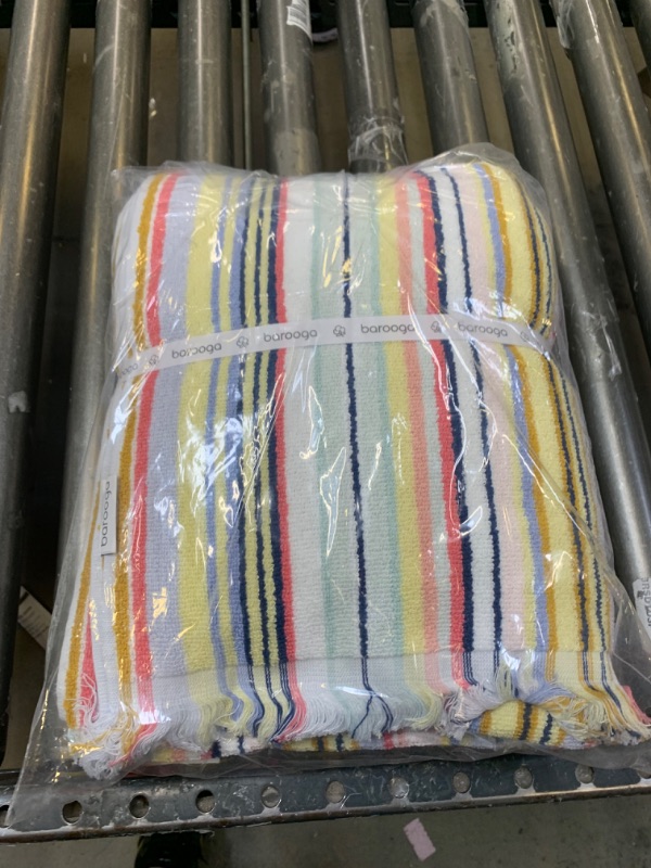 Photo 4 of Bath Towel Set, 1 Bath Towel, 1 Hand Towel, and 1 Face Towel (Fingertip Towel), Colored Striped Design, 490 GSM Ring Spun Cotton, Highly Absorbent (3-Pieces), Item is New, Item is Sealed


