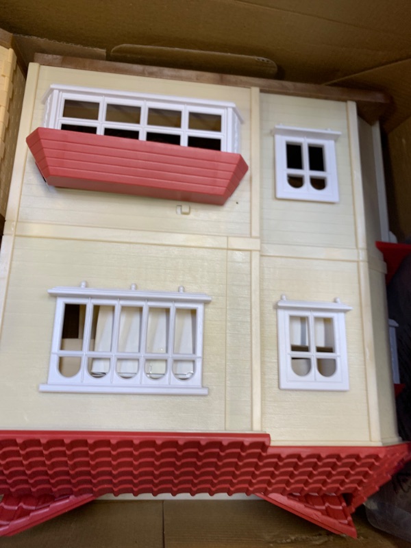 Photo 5 of Calico Critters: Red Roof Country Home Gift Set, Box Packaging Damaged, Minor use, Minor Scratches and Scuffs on, Missing Some Accessories. 
