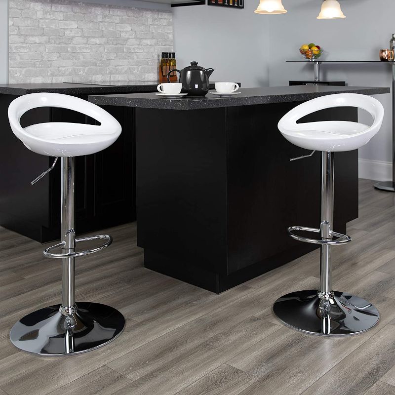 Photo 1 of 2 pack chrome bases for Flash Furniture Contemporary White Plastic Adjustable Height Barstool