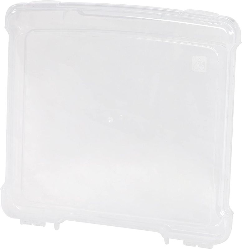 Photo 1 of IRIS USA 8.5" x 11" Thin Plastic Portable Project Storage Case with Snap-Tight Closure Latch, Container Box to Organize Board Games Magazine Document Craft Paper Hobby Art Supplies, Clear
