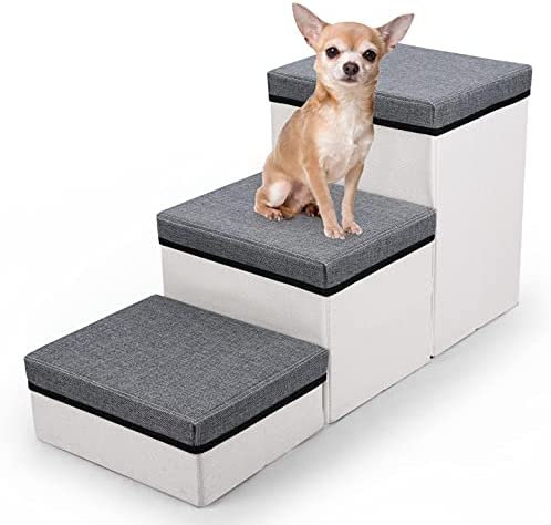 Photo 1 of TNELTUEB Folding Pet Stairs,2/3 Steps Foldable Dogs Stair for Small to Medium Dog and Pet, Pet Storage Stepper for High beds Sofa, Holding up to 50 lbs Pet Dog Cat ----- ITEM IS NOT GREY IT IS BROWN