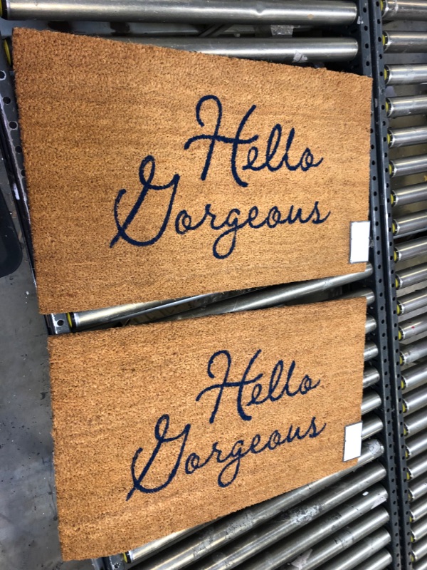 Photo 1 of 2 PACK ------- 16x26 Hello Gorgeous Doormat Dark Blue/Brown - Threshold