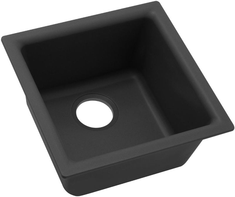 Photo 1 of 15-3/4 Inch Quartz Classic Single Bowl Kitchen Sink with Scratch Resistant, Stain Resistant and Hygiene Protection: Black
