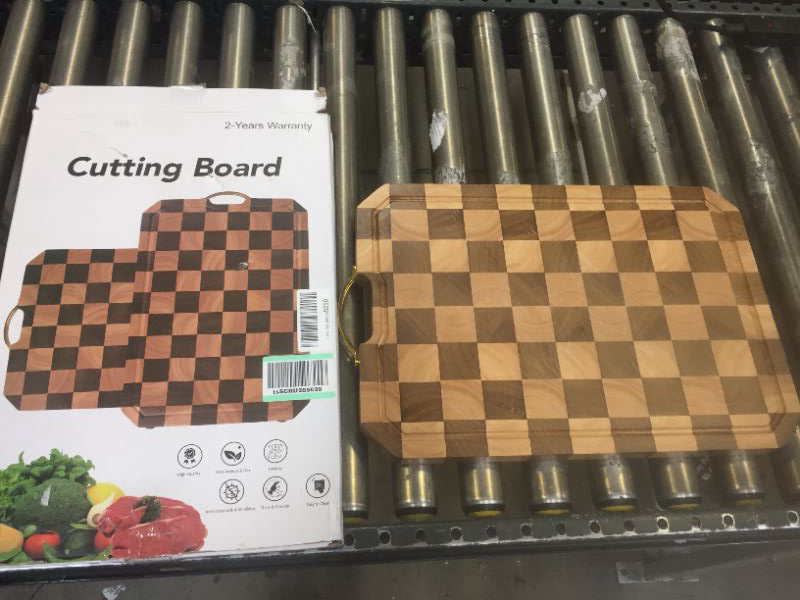 Photo 2 of azamine End Grain Cutting Board, Large Walnut/Rubber Wood Cutting Board, with Non-Slip Feet, Juice Groove, Extra Large 20*14*6/5 inch Cutting Block for Kitchen
