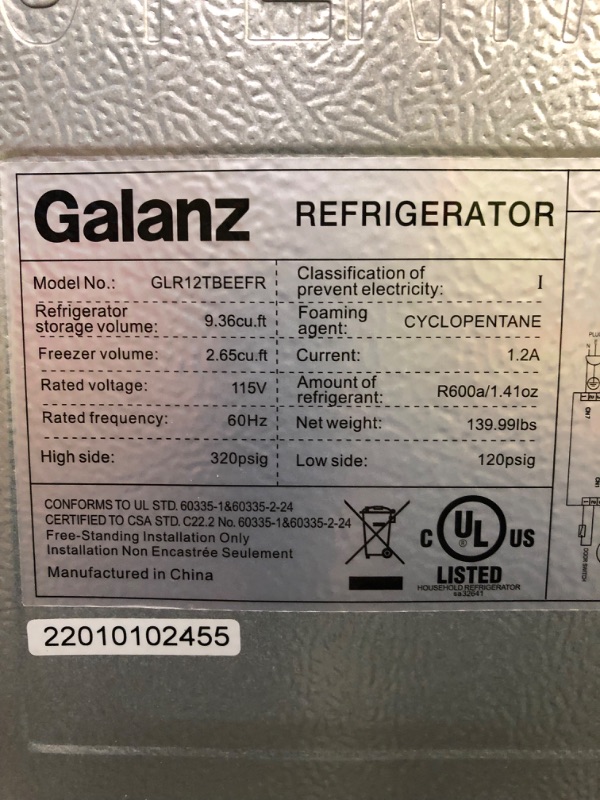 Photo 9 of 12 cu. ft. Retro Frost Free Top Freezer Refrigerator in Bebop Blue, ENERGY STAR----Minor Dents to the back of the fridge (Fully Functional)