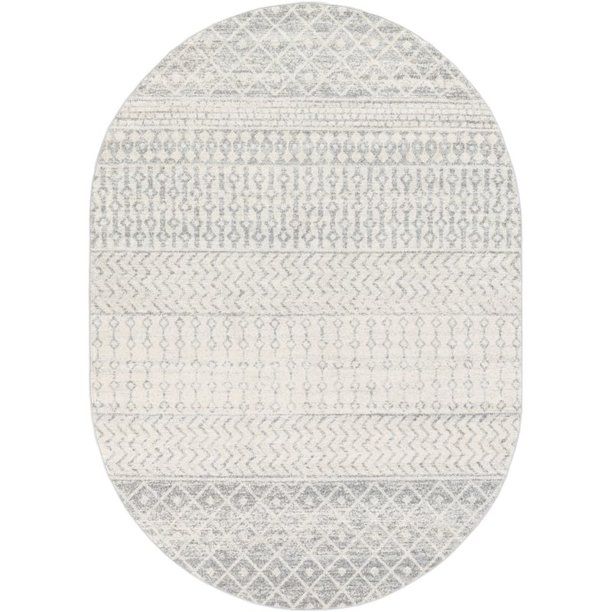 Photo 1 of Elaziz ELZ-2308 5' x 8' Oval Rug in Light Gray/Medium Gray/White
