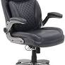 Photo 1 of 
AmazonCommercial Ergonomic Executive Office Desk Chair with Flip-up Armrests - Adjustable Height, Tilt and Lumbar Support - Black Bonded Leather