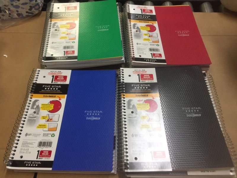 Photo 1 of 12.pcs Spiral Notebook 1 Subject Wide Ruled Anti-Microbial Black - Five Star
