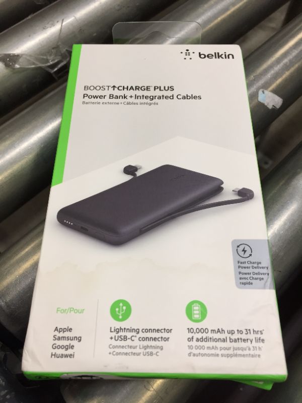 Photo 2 of Belkin 10000mAh Power Bank with integrated cable - Black +++ ITEM IS FACTORY SEALED +++

