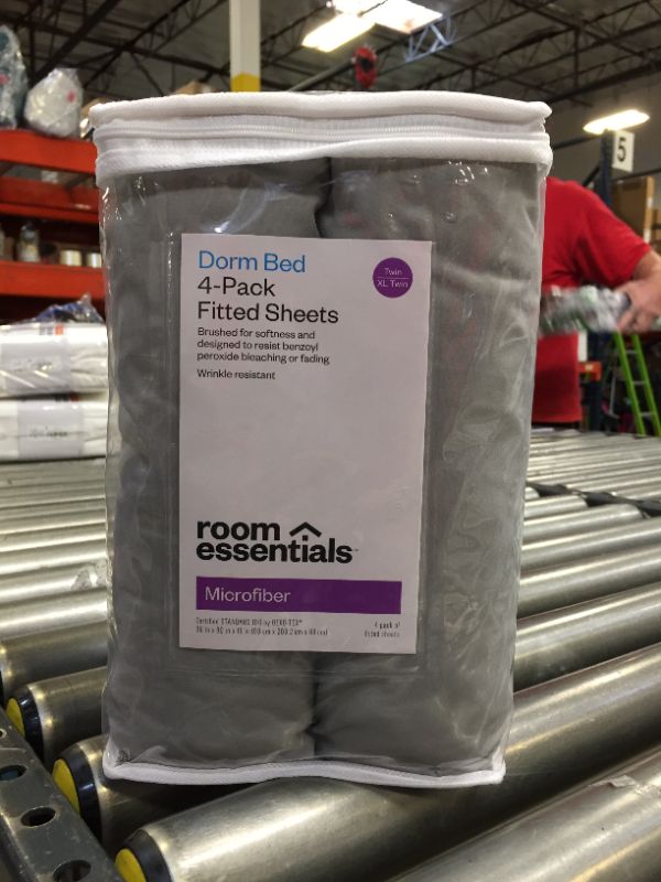 Photo 2 of 4pk Solid Microfiber Fitted Sheet - Room Essentials™ GRAY / TWIN