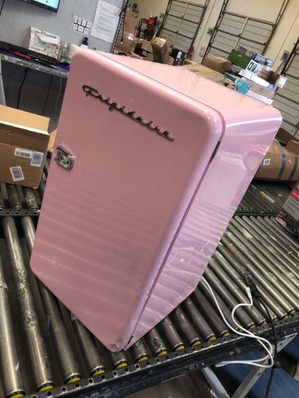 Photo 2 of FRIGIDAIRE EFR372-PINK 3.2 Cu Ft Pink Retro Compact Rounded Corner Premium Mini Fridge
