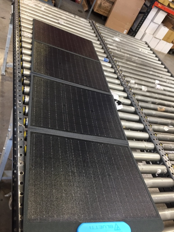 Photo 2 of BLUETTI Solar Panel PV120, 120 Watt Solar Panel for Power Station EB3A/EB55/EB70S/AC200P/AC200MAX/AC300, Portable Solar Panel w/ Adjustable Kickstands, Foldable Solar Charger 
(UNABLE TO TEST FUNCTIONALITY)