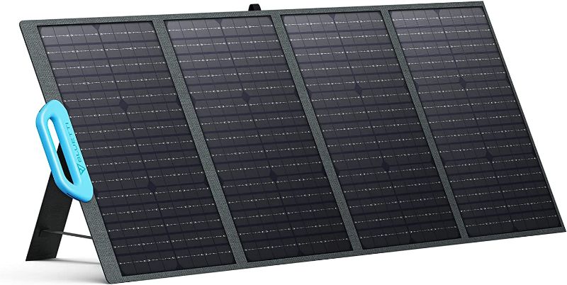 Photo 1 of BLUETTI Solar Panel PV120, 120 Watt Solar Panel for Power Station EB3A/EB55/EB70S/AC200P/AC200MAX/AC300, Portable Solar Panel w/ Adjustable Kickstands, Foldable Solar Charger 
(UNABLE TO TEST FUNCTIONALITY)