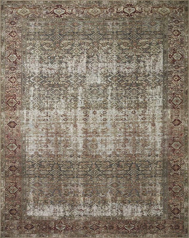 Photo 1 of Amber Lewis x Loloi Georgie Collection GER-07 Moss / Salmon 8'4" x 11'6" Area Rug
