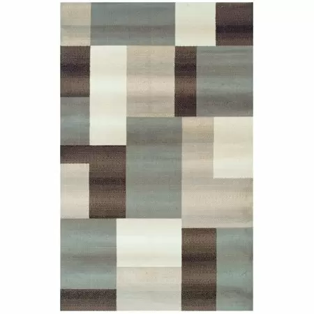 Photo 1 of Geometric Mid-Century Modern Patchwork Indoor Area Rug, Grey Brown, 8' x 10'
