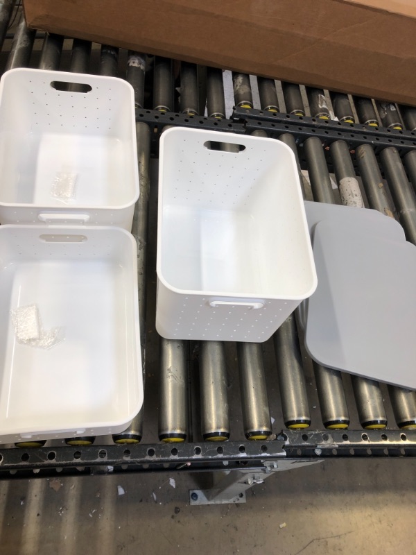 Photo 1 of 3 pcs plastic bins with lids 