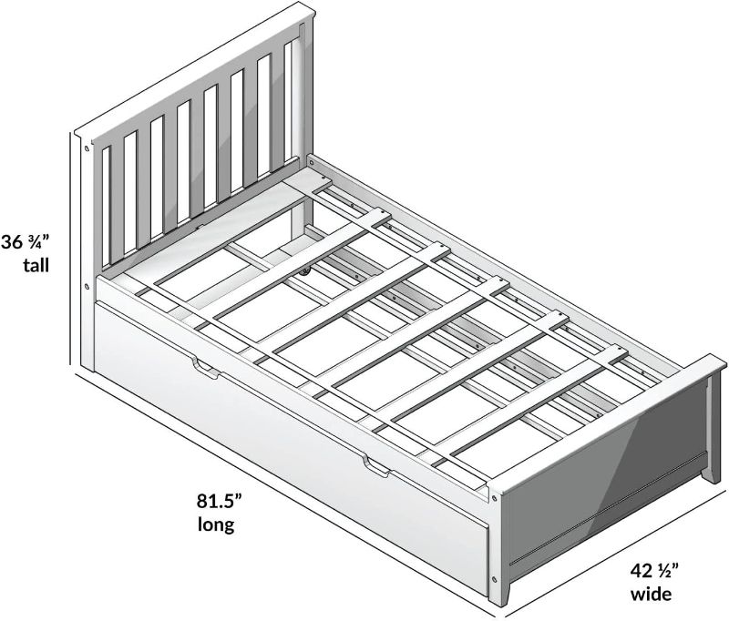 Photo 2 of  Max & Lily Twin Bed, Wood Bed Frame with Headboard For Kids with Trundle, Slatted, White
