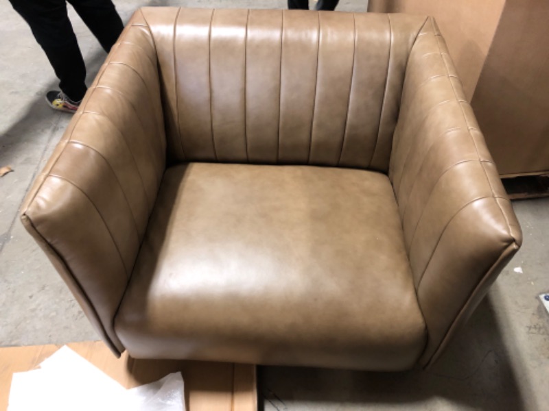 Photo 3 of Amazon Brand – Rivet Frederick Mid-Century Channel Tufted Leather Chair