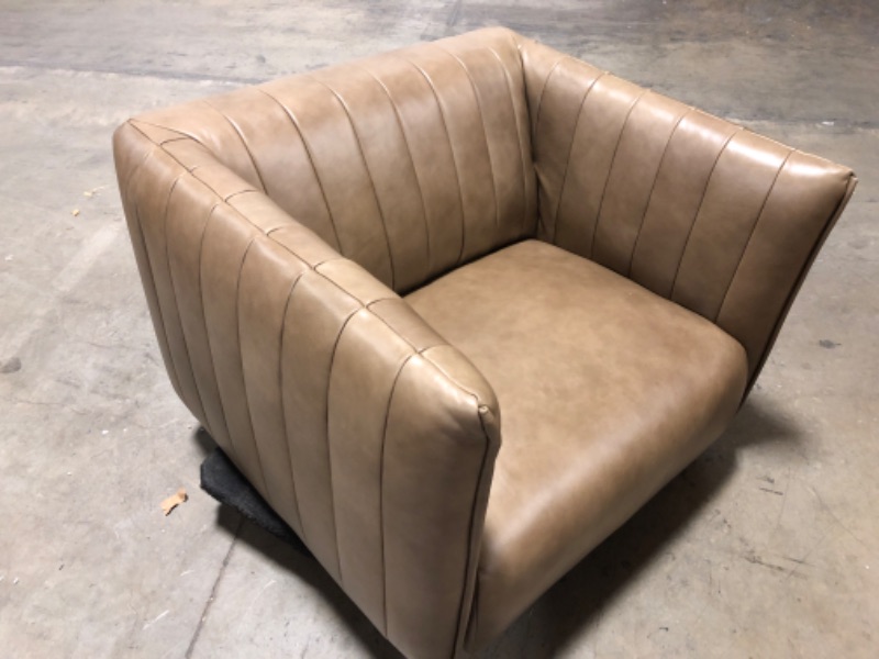 Photo 5 of Amazon Brand – Rivet Frederick Mid-Century Channel Tufted Leather Chair