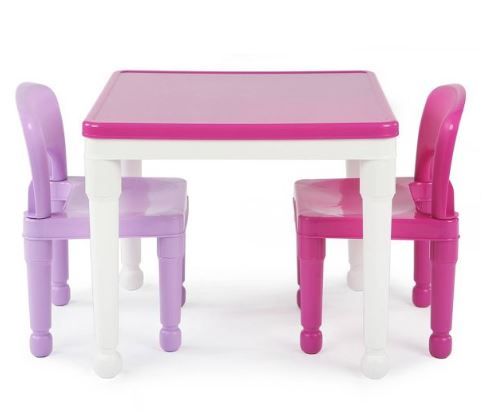Photo 1 of 3pc 2 in 1 Square Activity Table with Chairs Pink/Purple - Humble Crew

