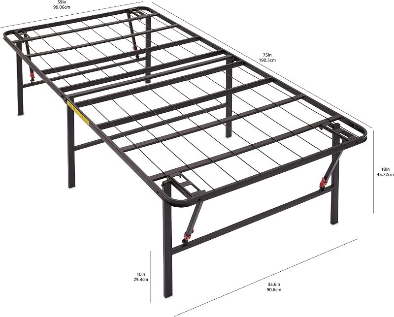 Photo 1 of Amazon Basics Foldable Metal Platform Bed Frame with Tool Free Setup, 18 Inches High, Twin, Black
