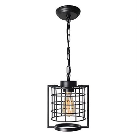 Photo 1 of 1-Light Small Retro Industrial Cylindrical Lantern Pendant Lighting Fixture, BULB NOT INCLUDED