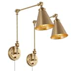 Photo 1 of Brass Finish Gold Swing Arm Wall Lamp Set of 2
