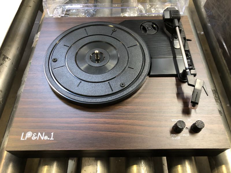 Photo 2 of LP&No.1 Bluetooth Vinyl Record Player with External Speakers, 3-Speed Belt-Drive Turntable for Vinyl Albums with Auto Off and Bluetooth Input
