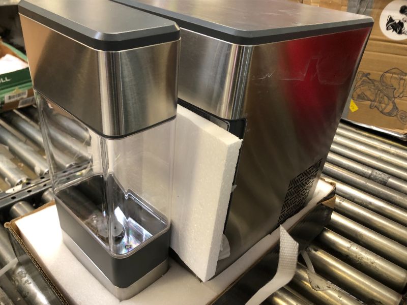 Photo 3 of GE Profile Opal | Countertop Nugget Ice Maker with Side Tank | Portable Ice Machine Makes up to 24 lbs. of Ice Per Day | Stainless Steel Finish , DENTED, MARKINGS THROUGHOUT REAR 