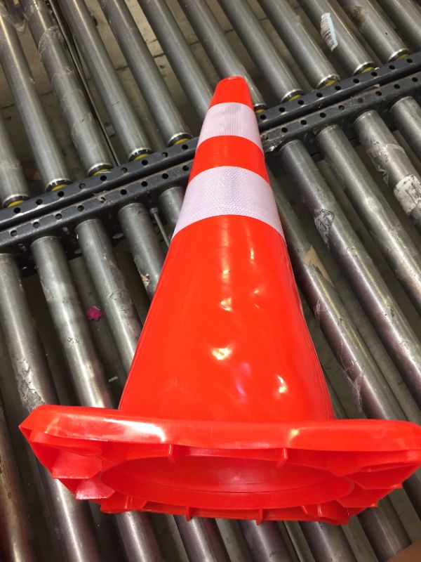 Photo 2 of 28" Orange PVC Traffic Safety Cones With Two Reflective Collar
