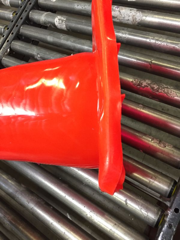 Photo 3 of 28" Orange PVC Traffic Safety Cones With Two Reflective Collar, WARPED FROM POSSIBLY HEAT,  BENT TOP 
