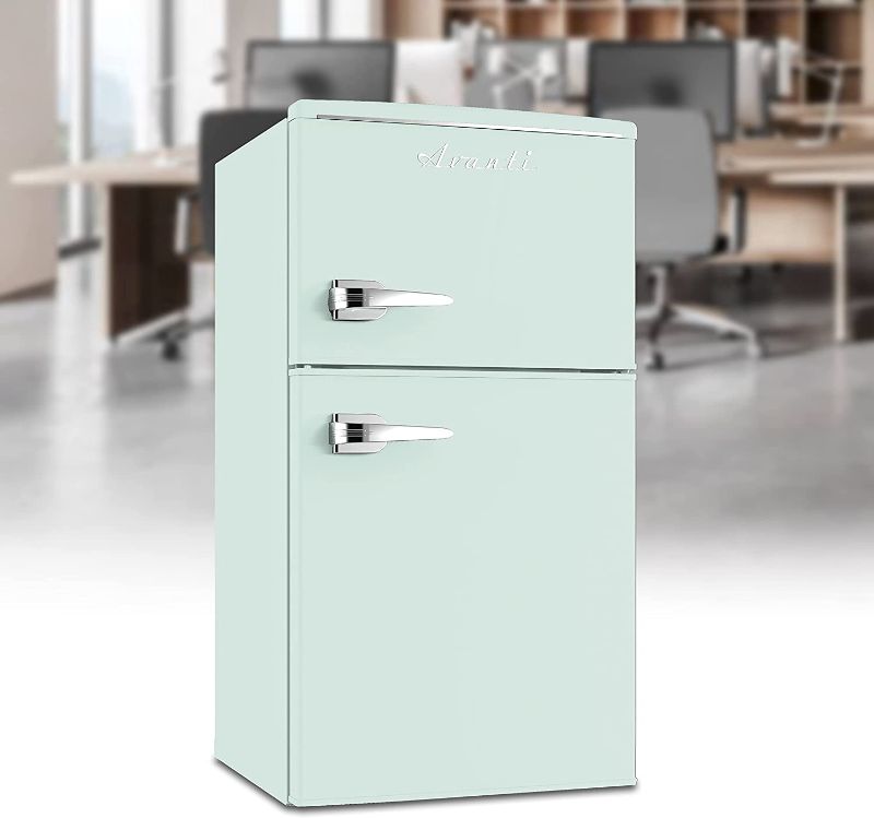 Photo 1 of Avanti RMRT30X7G-IS Mini Fridge with Freezer 3 Cu. Ft. Capacity Retro-Styled for Home Office or Dorm, Manual Defrost and Adjustable Temperature, 3 Cu.Ft, Green, DENTED NO BOX 